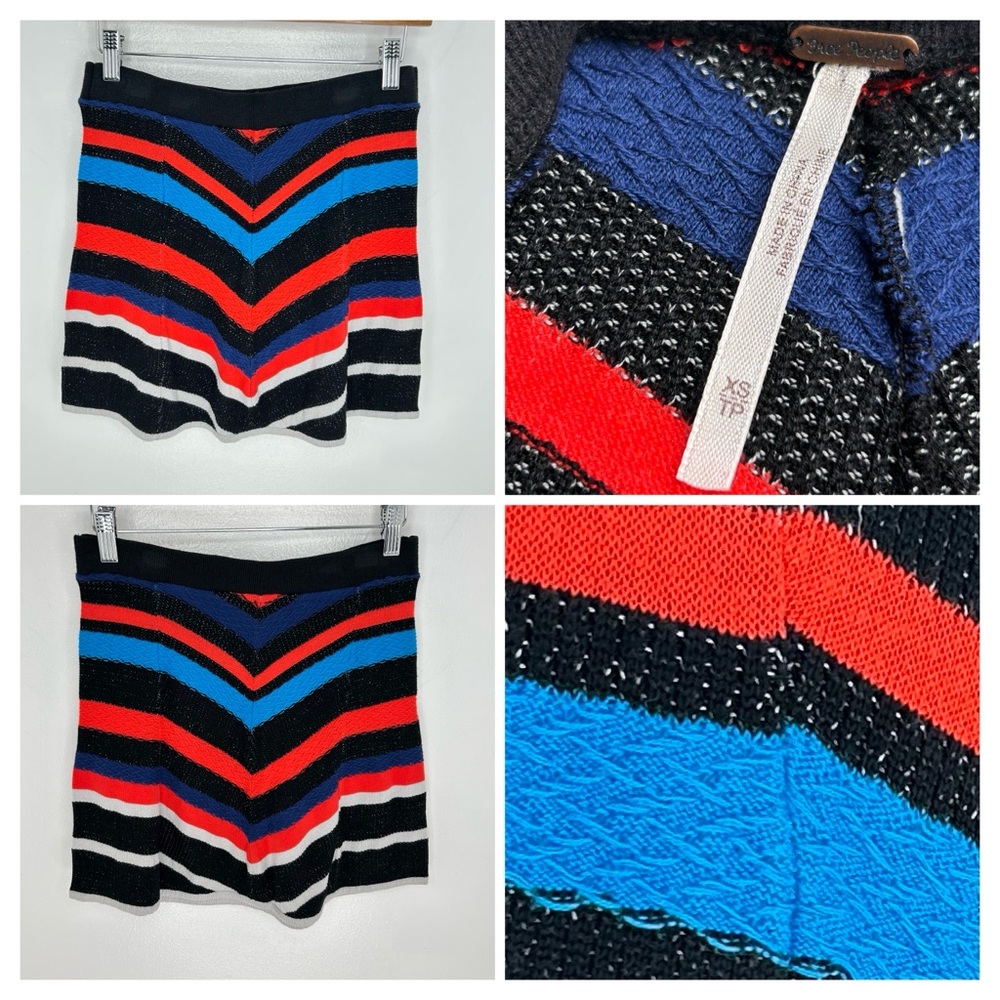 Free People What a Flirt Striped Chevron Mini Skirt Size XS Bratz‎ Mall Goth